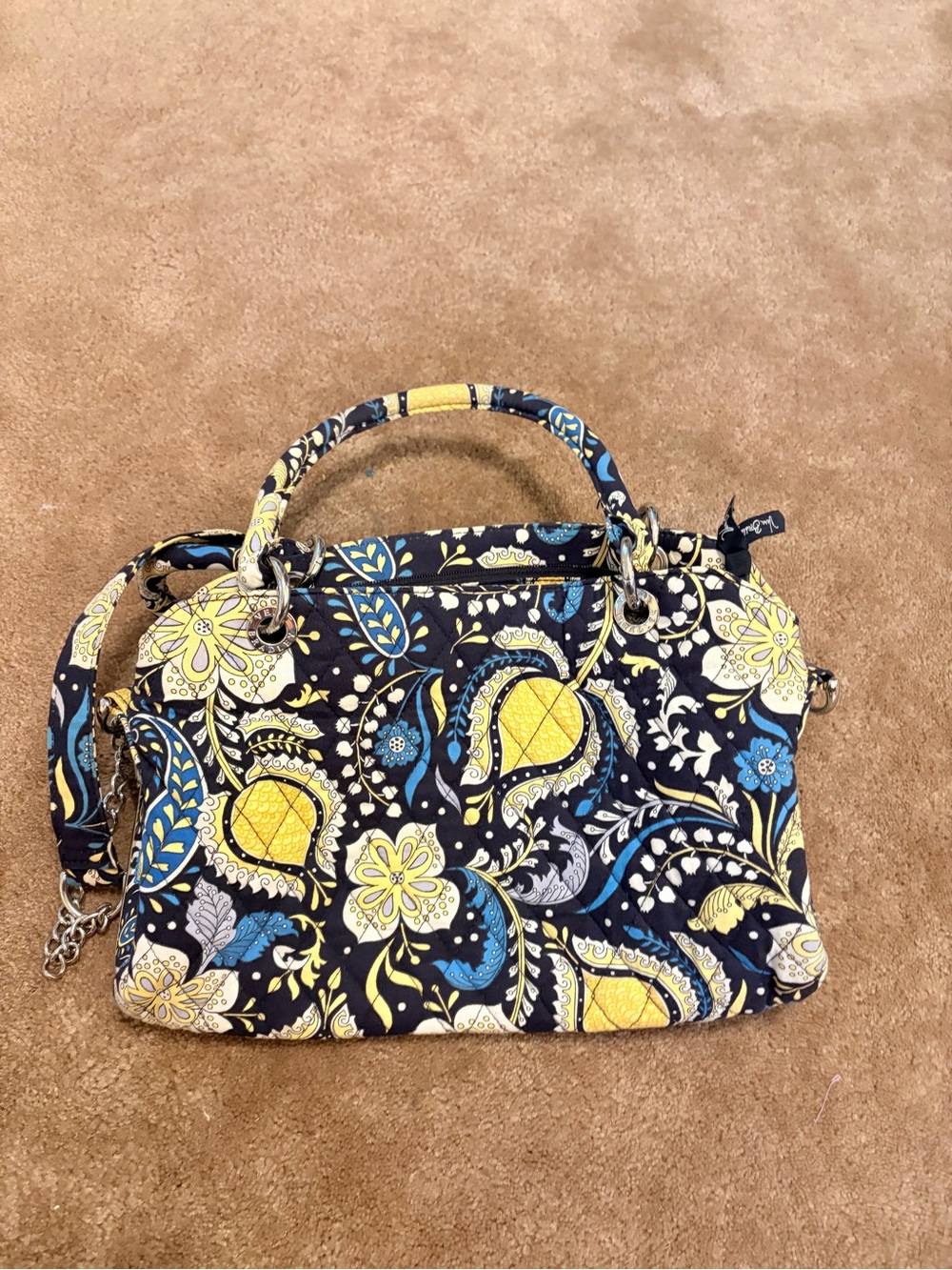 Vintage Vera Bradley Handbag with Crossbody Chain Strap in Ellie Blue - Picture 7 of 10